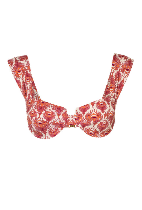 Sabina Top / Red Peacock Feathers